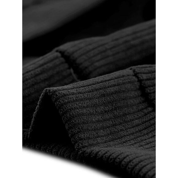 Plus Size Lightweight Cropped Shacket Button Down Corduroy Shacket Jackets Black - Picture 5 of 5